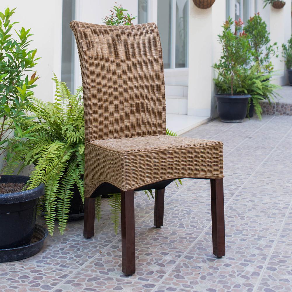 Campbell Rattan Wicker Stained Dining Chair. Picture 2