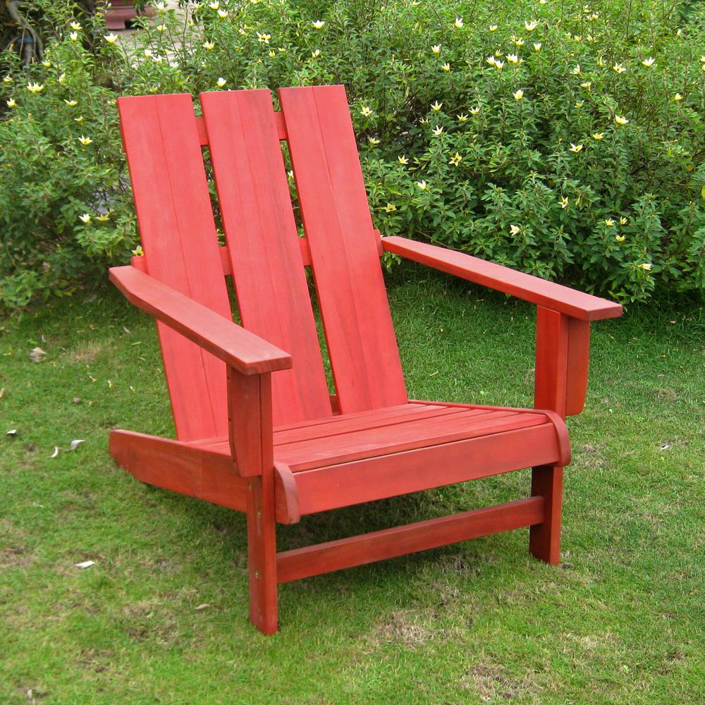 Acacia Large Square Back Adirondack Chair with Barn Red Finish. The main picture.