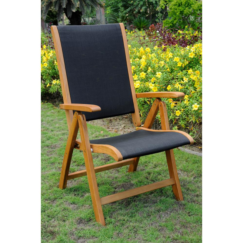 Set of Two Royal Tahiti Outdoor Wood 5-Position Folding Chair. Picture 1