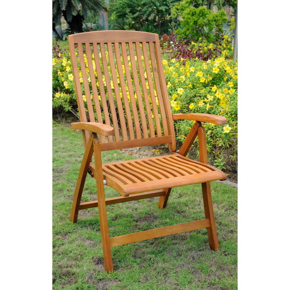 Royal Tahiti Outdoor Set of Two 5-Position Folding Arm Chair. Picture 1