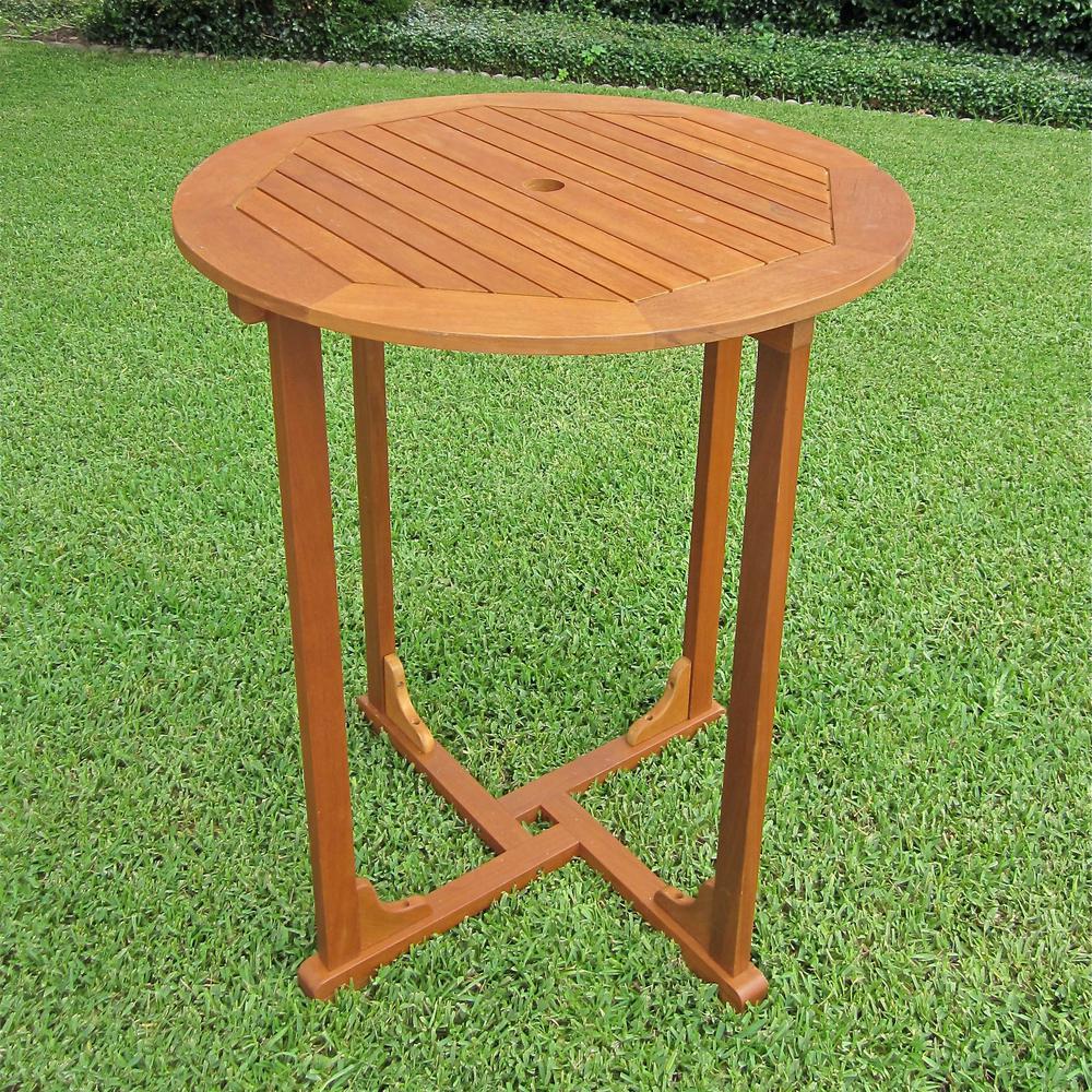 Royal Tahiti Outdoor Wood Bar Height  Round Table. Picture 1