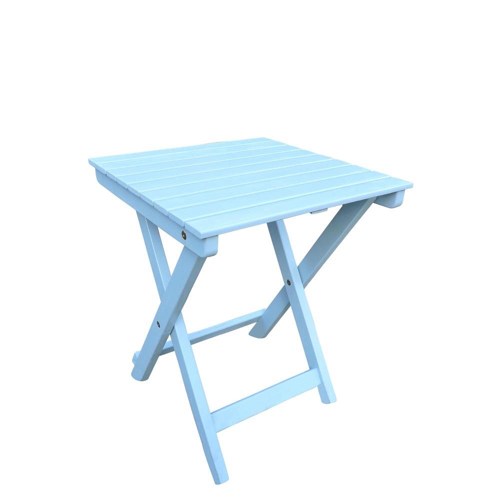 Acacia 16-inch Folding Side Table, Sky Blue. Picture 1