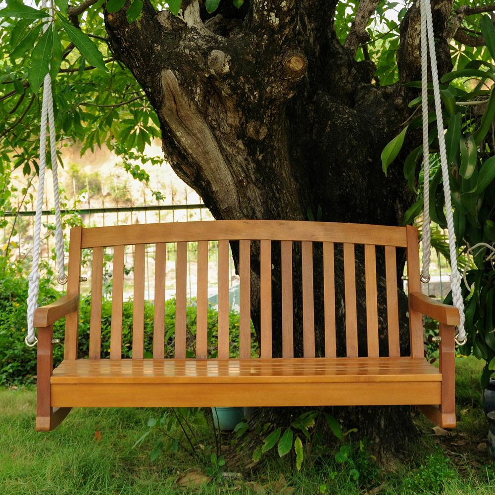 Acacia Two Seater Swing With Curved Back. Picture 1