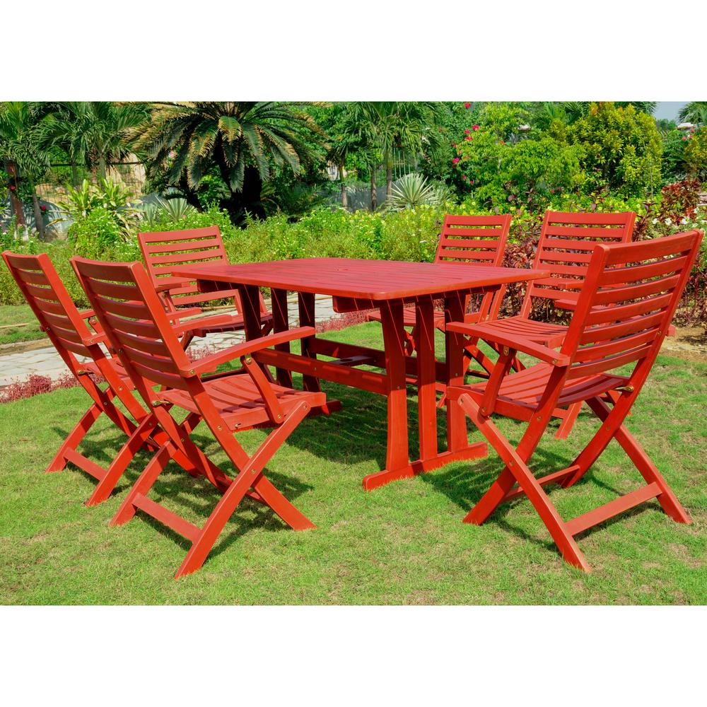 Sciacca Acacia Wood Seven Piece Dining Group. Picture 1