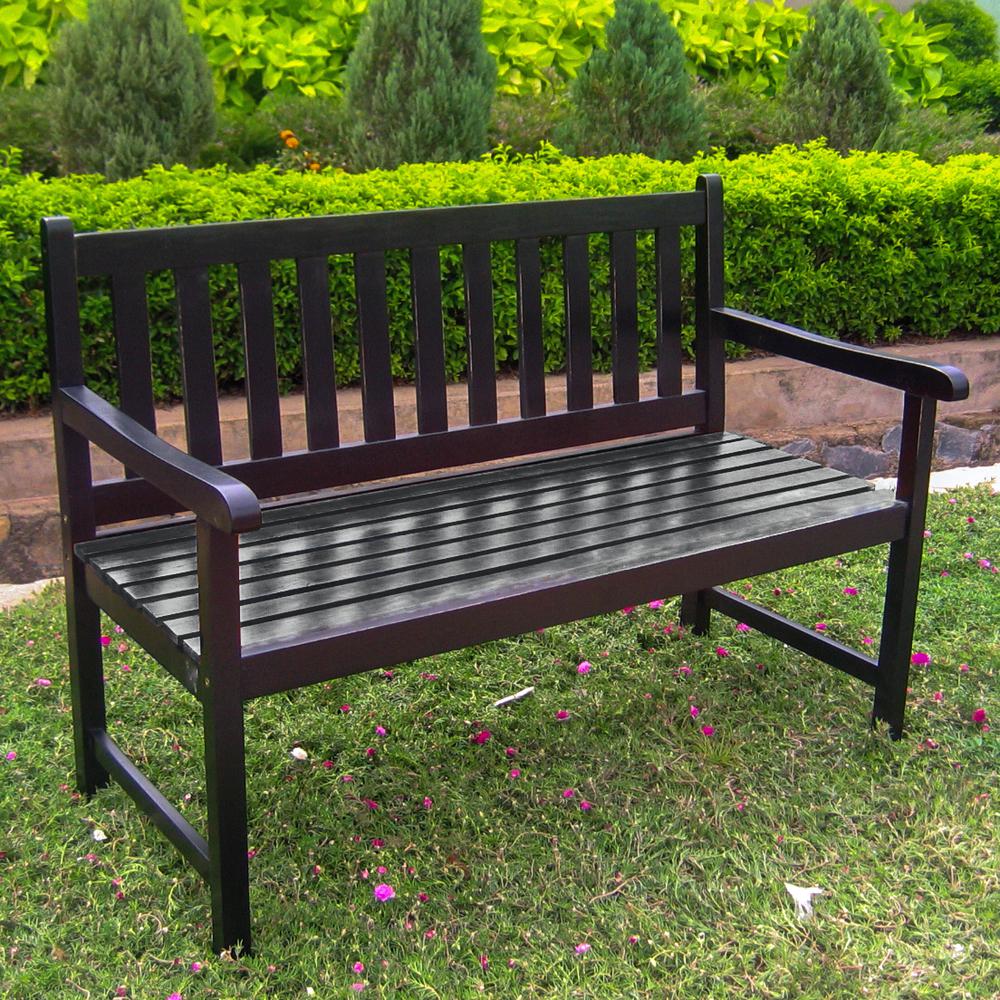 Highland Acacia Wood 49-inch Bench, Black. Picture 1