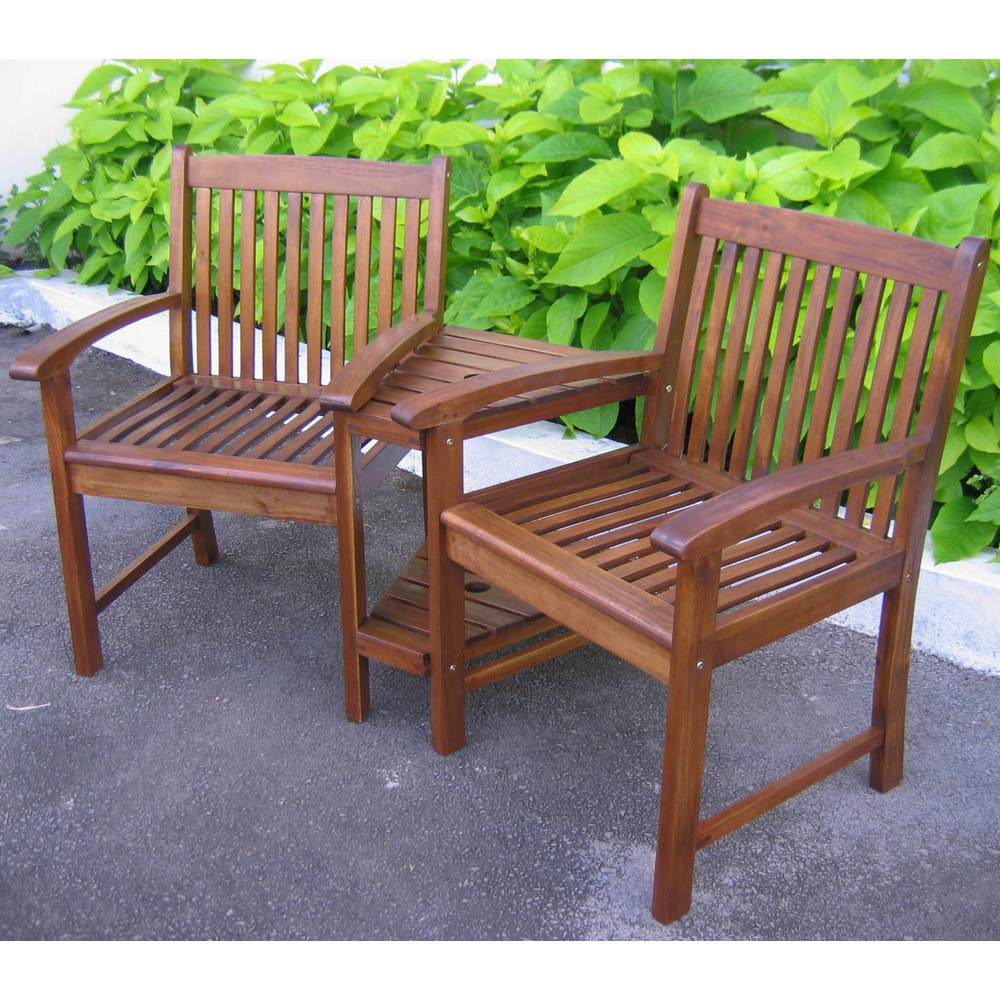 Outdoor Wood Corner Double Chair. Picture 1