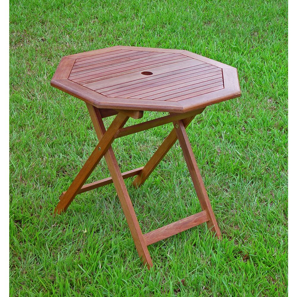 Acacia Octagonal Folding Table. Picture 1
