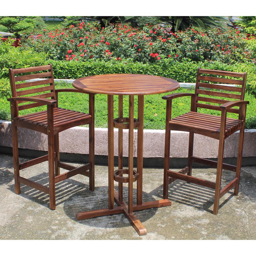 Highland Bar Height Set of Three Bistro Set, stain. Picture 1