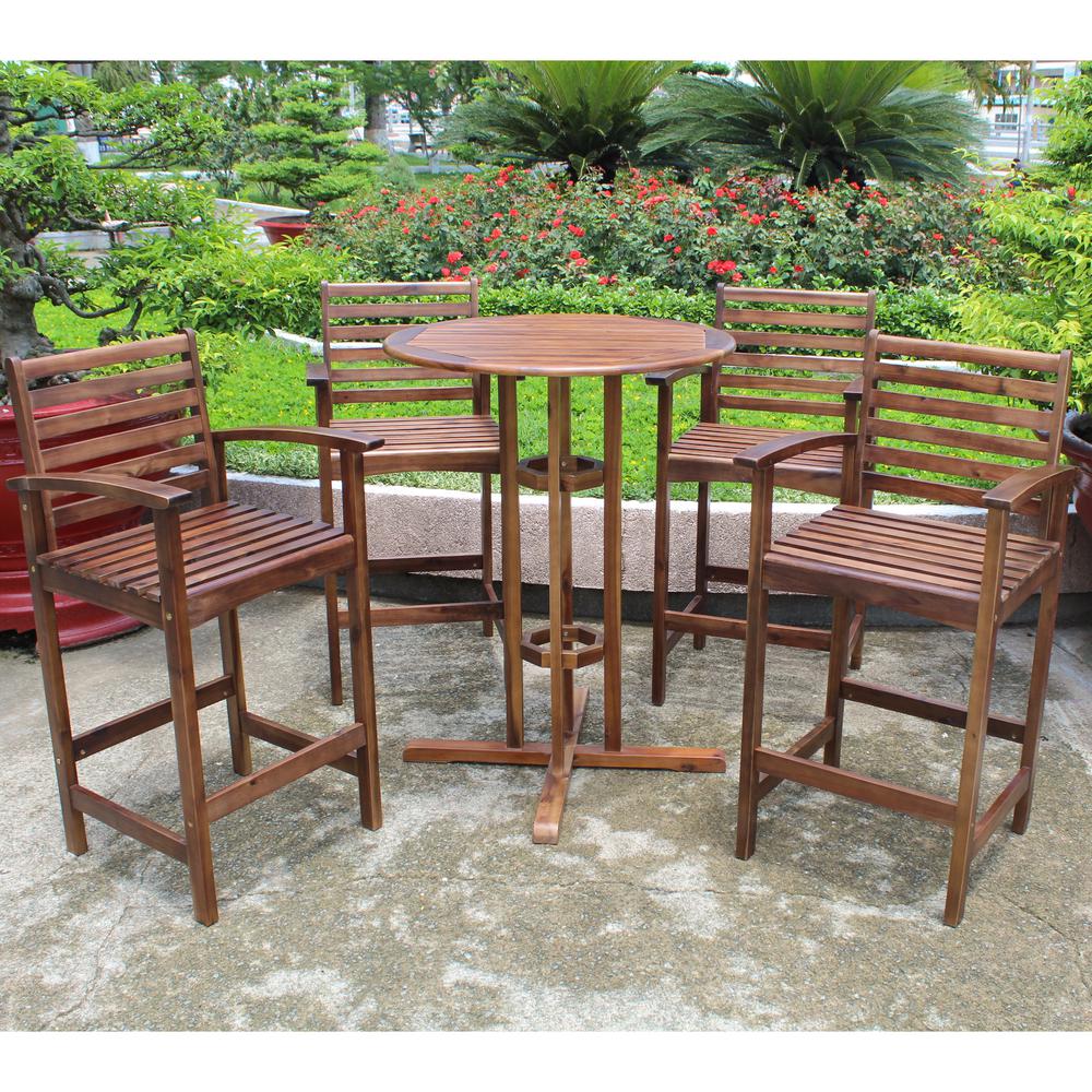 Highland Bar Height Set of Five Dining Set, stain. Picture 1