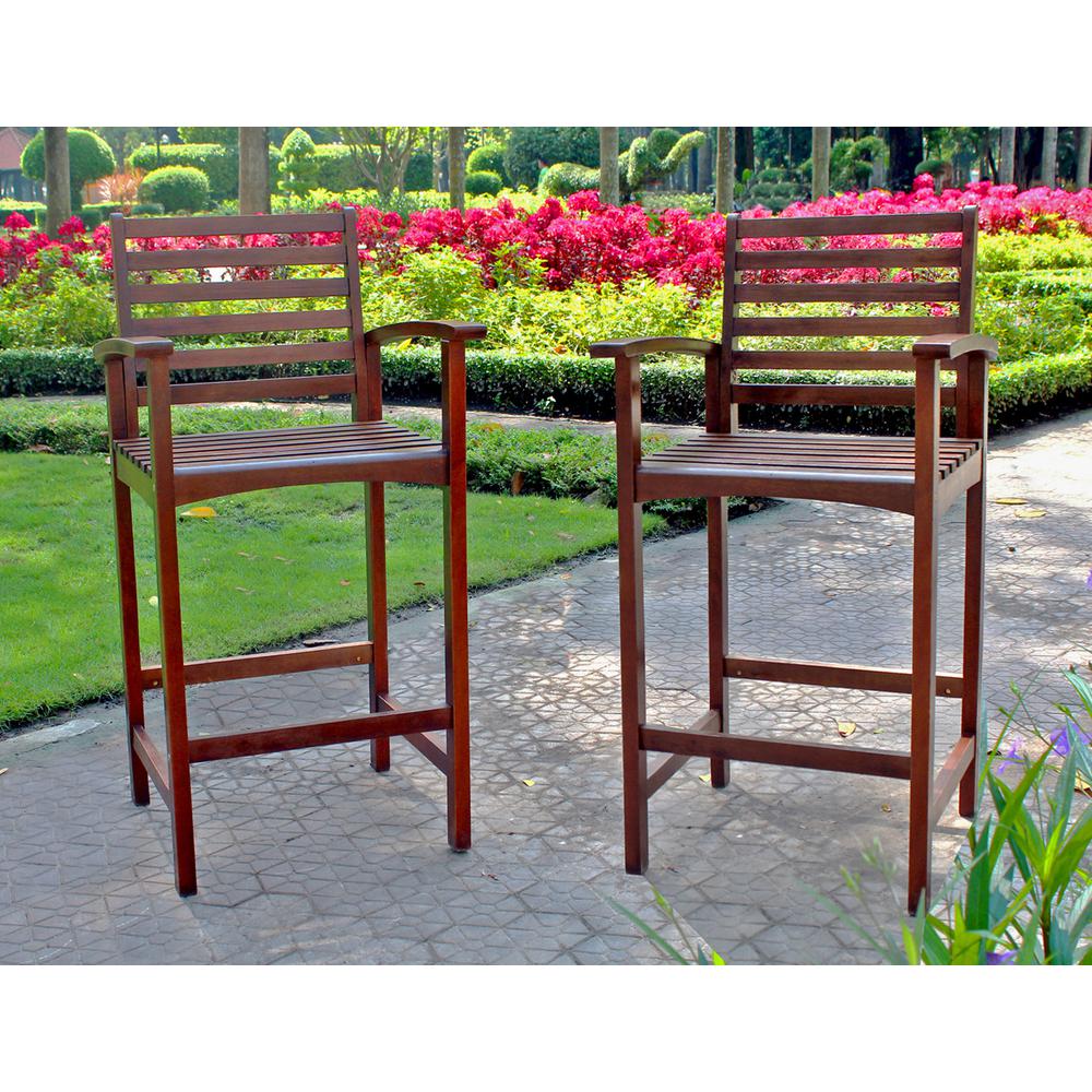 Set of Two Highland Acacia Maine Bar Stool with Arms. The main picture.