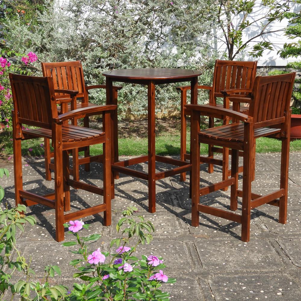Highland Outdoor Bar Height Dining Set, stain. Picture 1