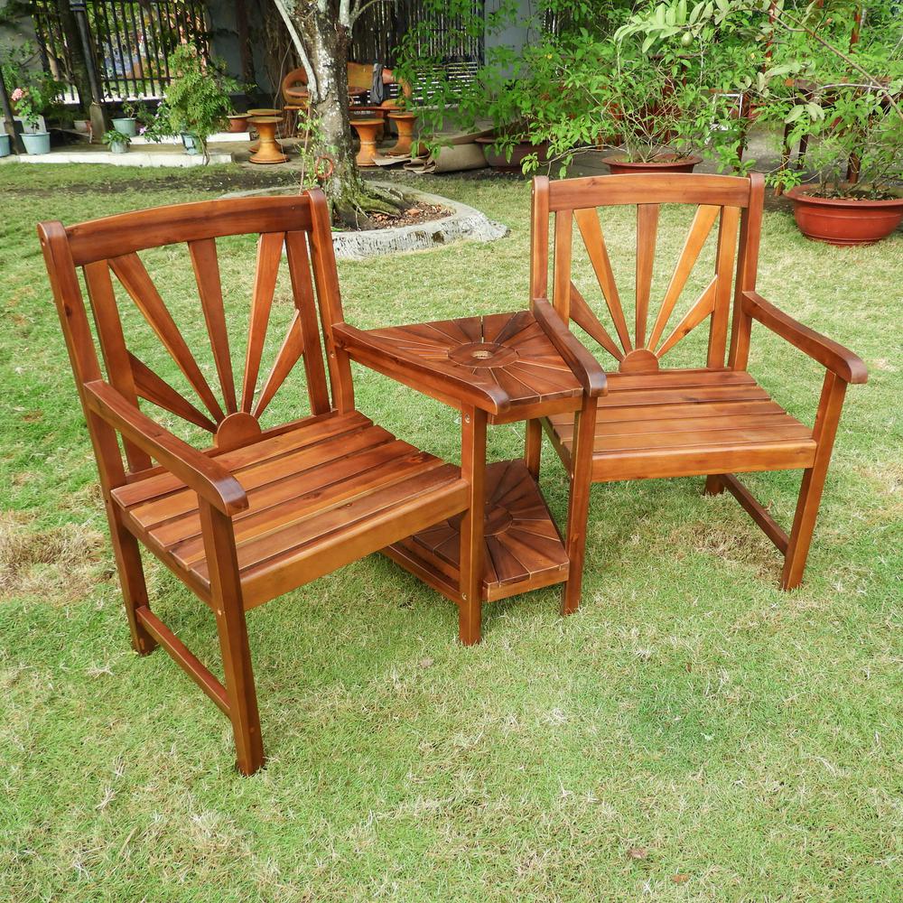 Highland Acacia Sapporo Tete-a-Tete Double Conversational Chair. Picture 1