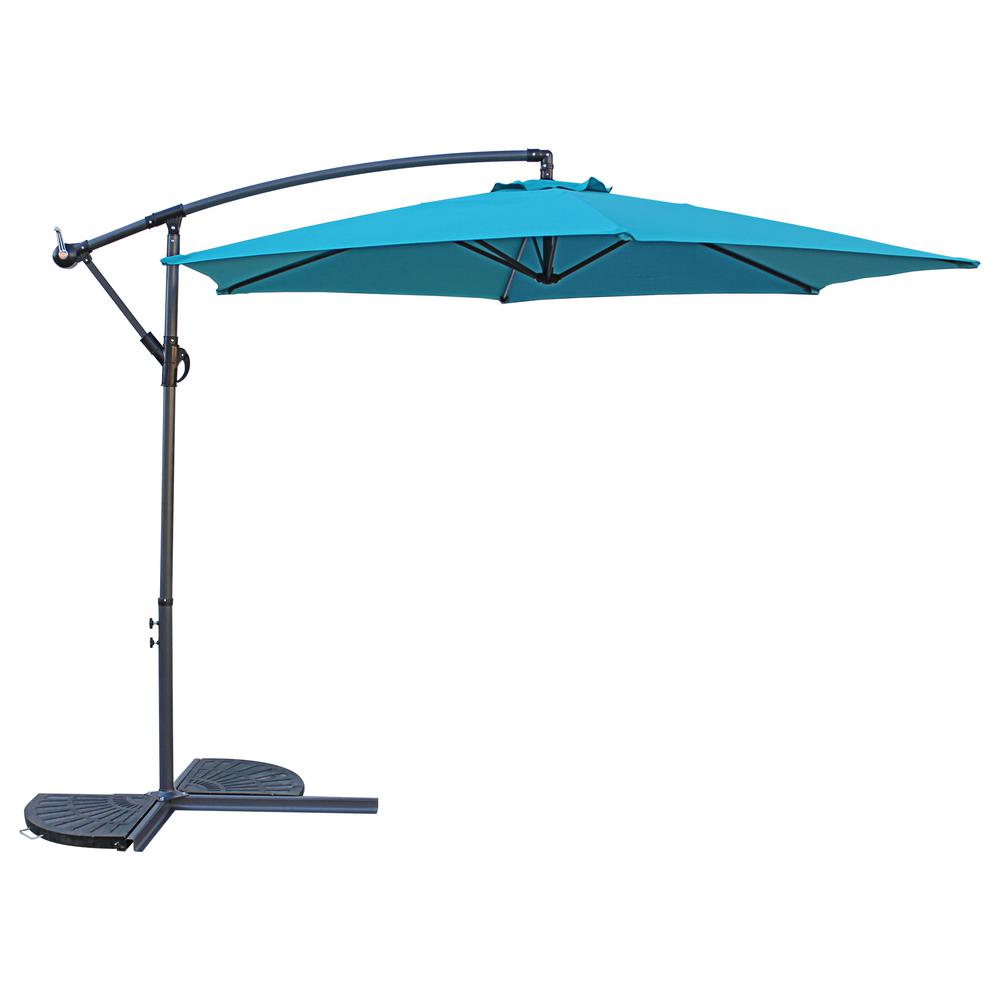 St. Kitts 10 Foot Cantilever Crank Umbrella, Aqua Blue. Picture 1