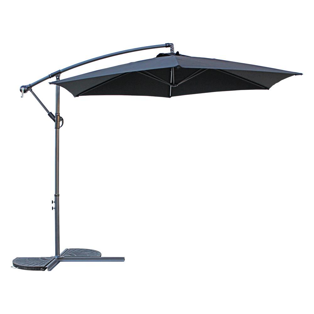 St. Kitts 10 Foot Cantilever Crank Umbrella, Black. Picture 1
