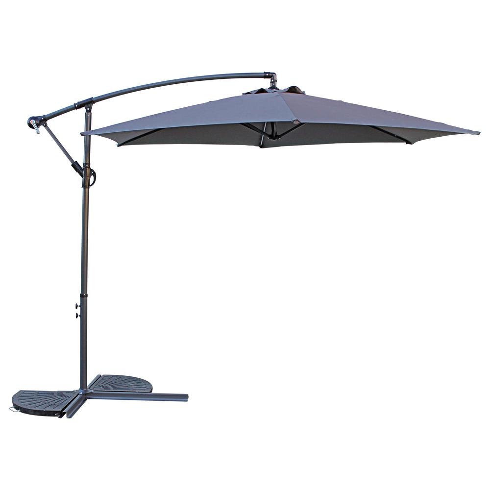 St. Kitts 10 Foot Cantilever Crank Umbrella, Grey. Picture 1