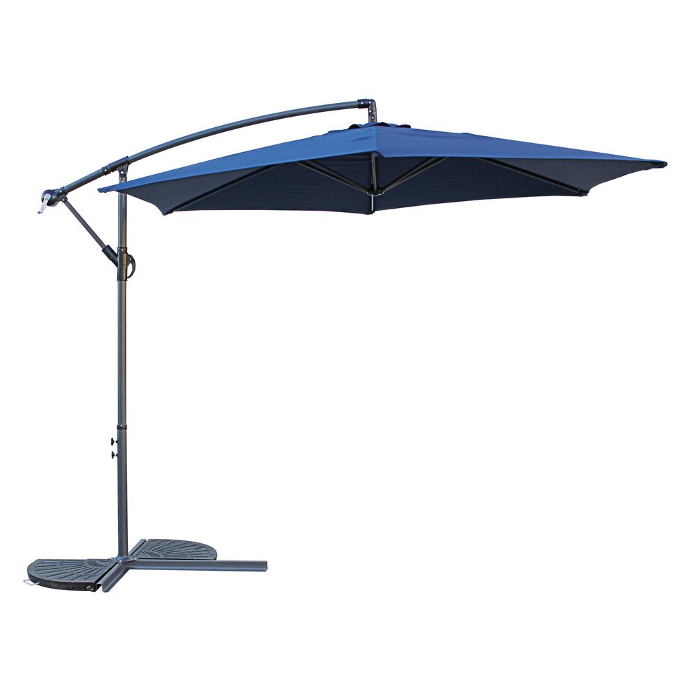 St. Kitts 10 Foot Cantilever Crank Umbrella, Navy. Picture 1