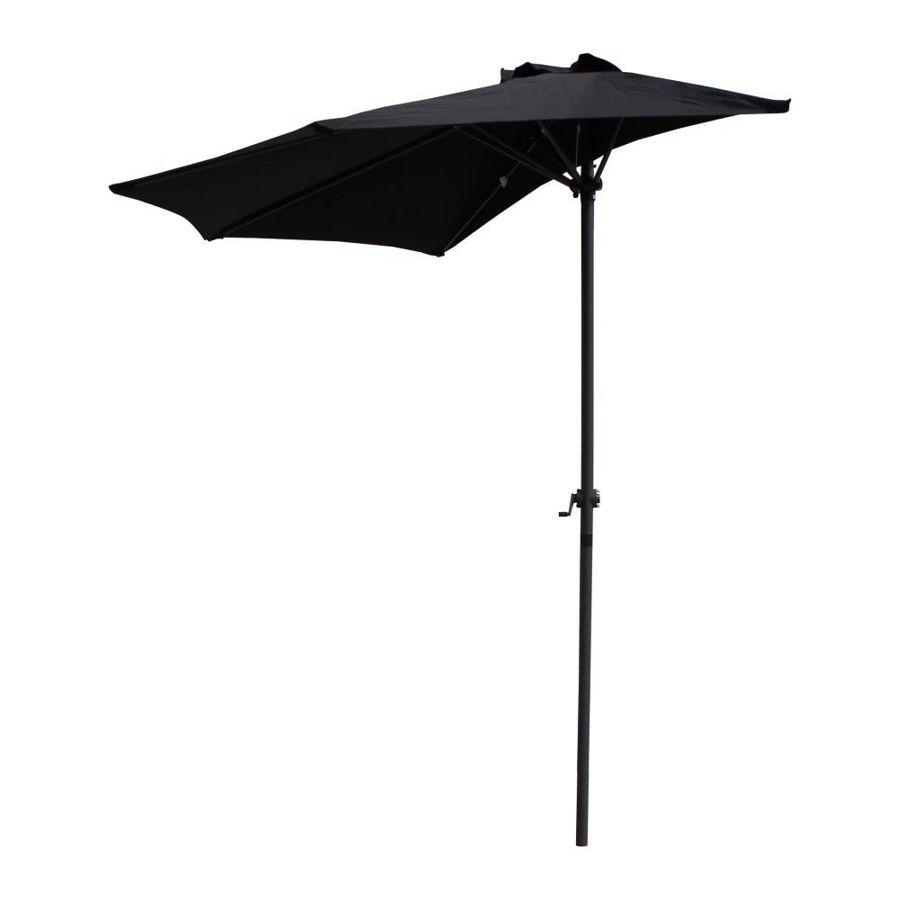 St. Kitts 9-Foot Half Round Vented Patio Wall Umbrella, Black. Picture 1