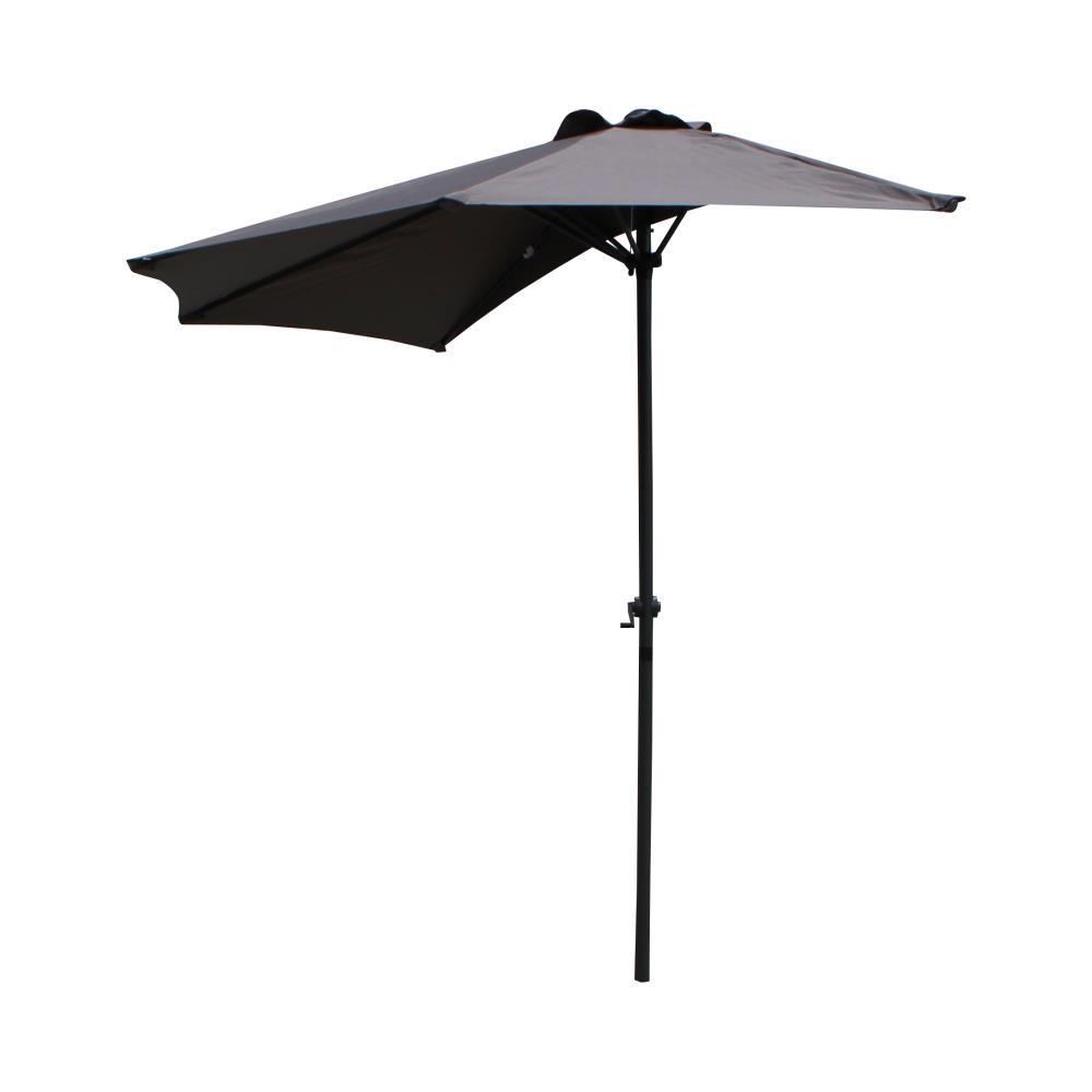 St. Kitts 9-Foot Half Round Vented Patio Wall Umbrella, Grey. Picture 1