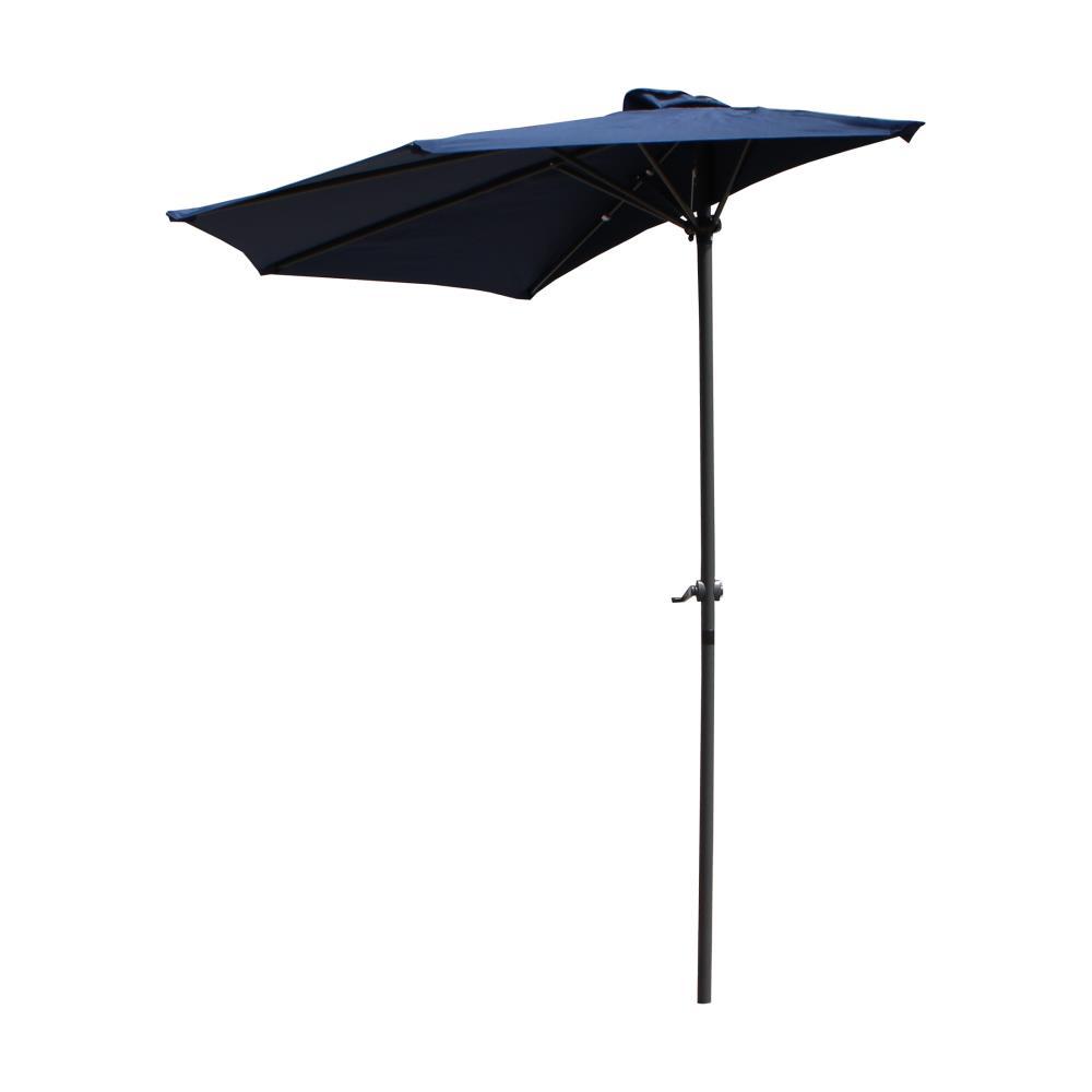 St. Kitts 9-Foot Half Round Vented Patio Wall Umbrella, Navy. Picture 1