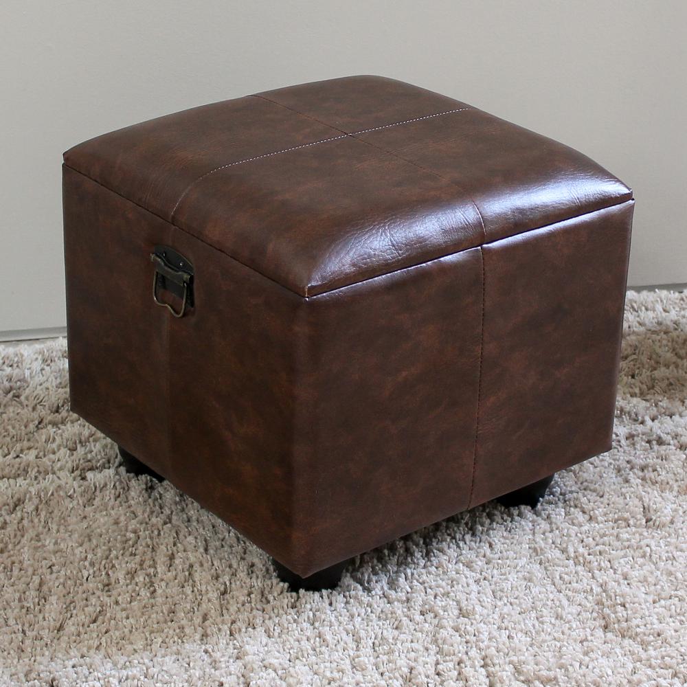 Square Faux Leather Ottoman w/Lid. Picture 2