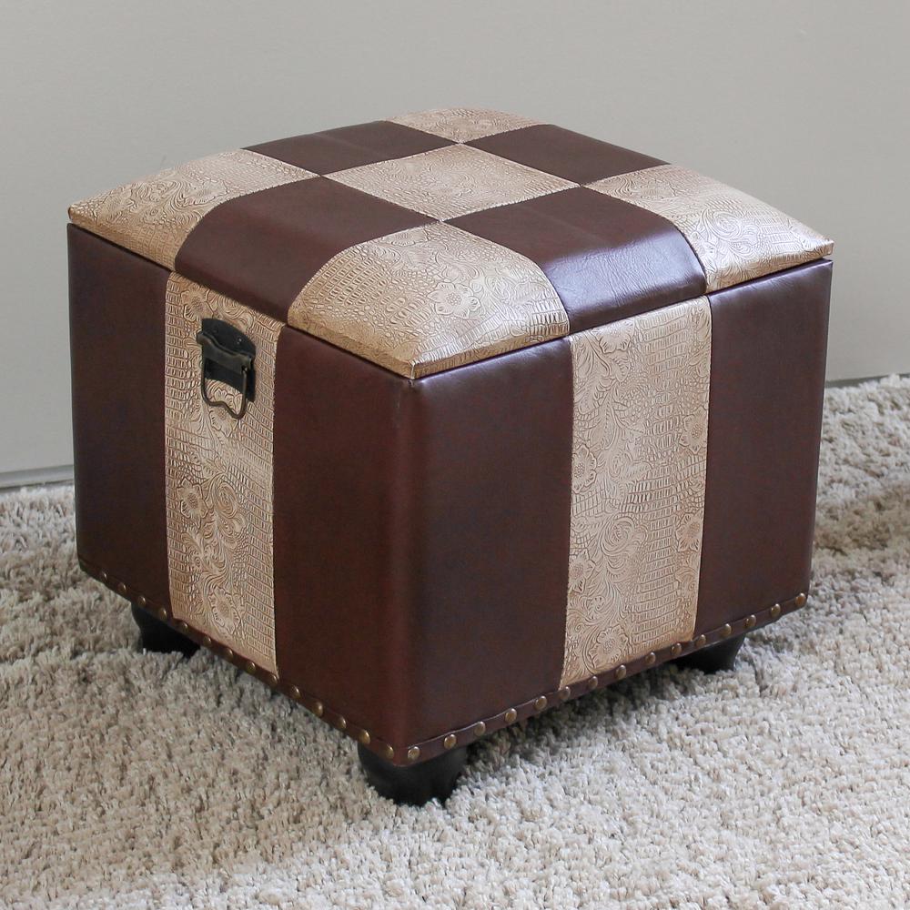 Square Faux Leather Ottoman w/Lid. Picture 2