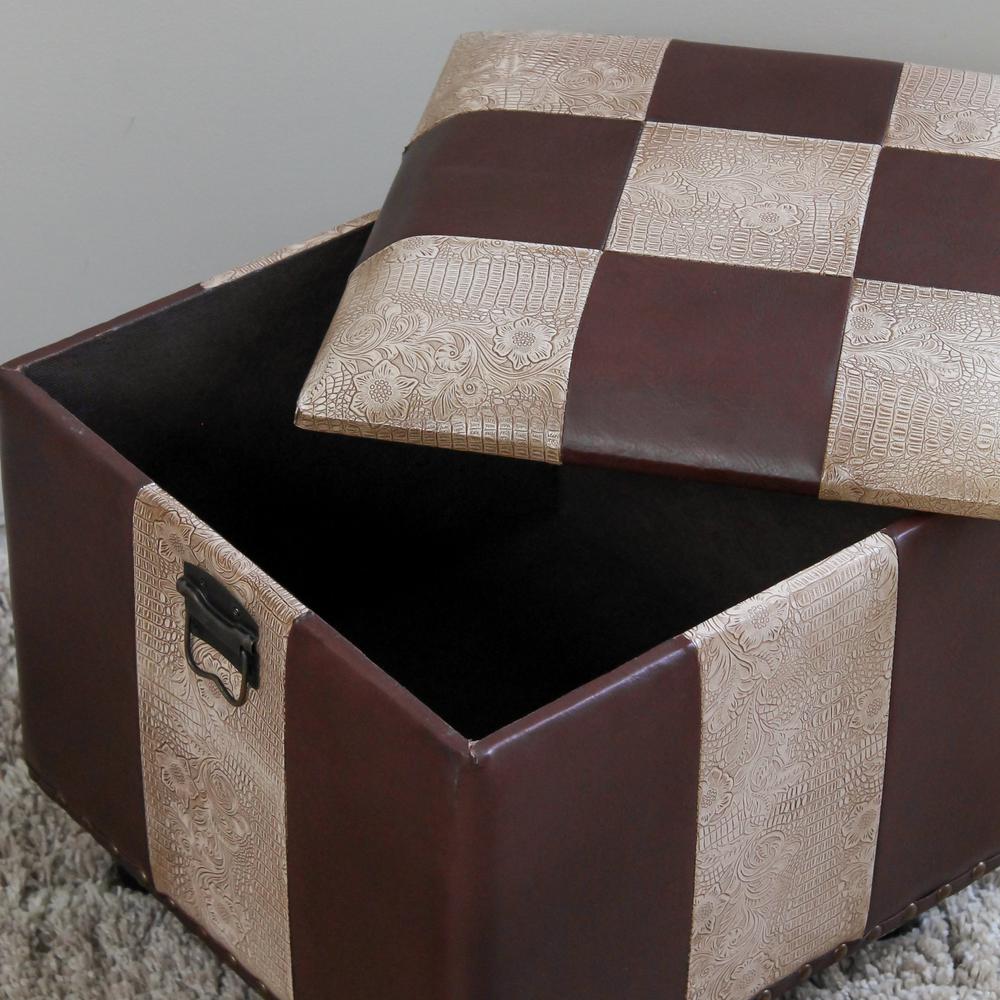 Square Faux Leather Ottoman w/Lid. Picture 1