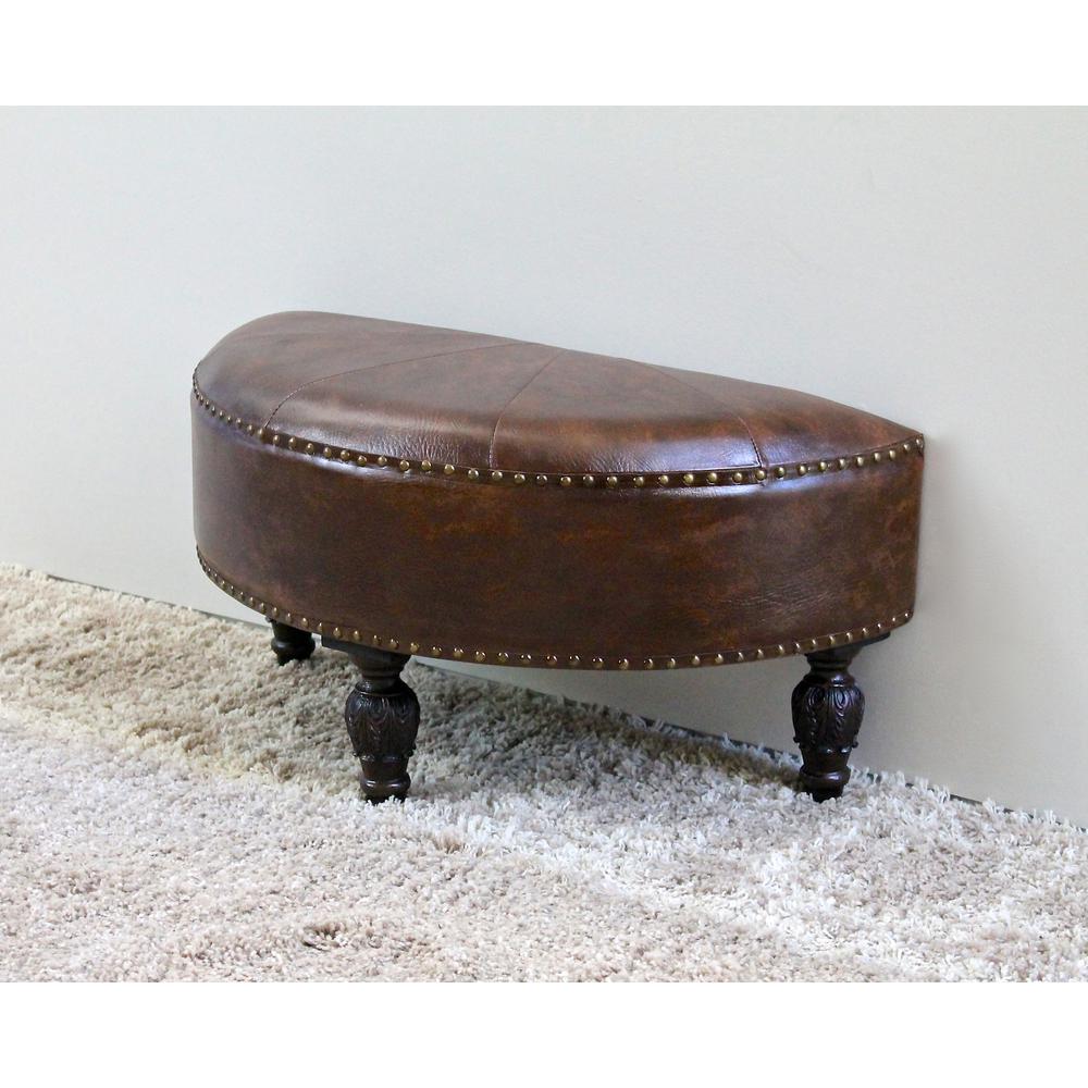 Faux Leather Half Moon Ottoman. Picture 1