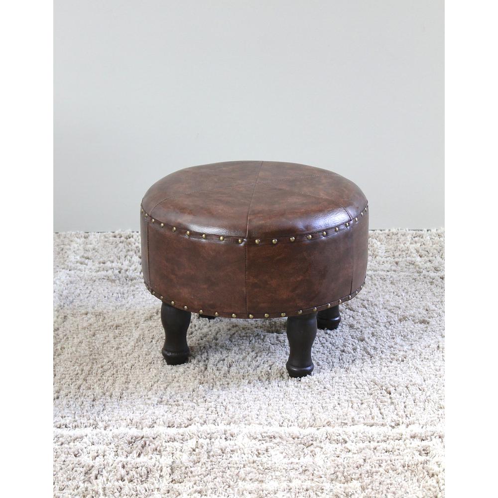 Medium Faux Leather Round Stool. Picture 1