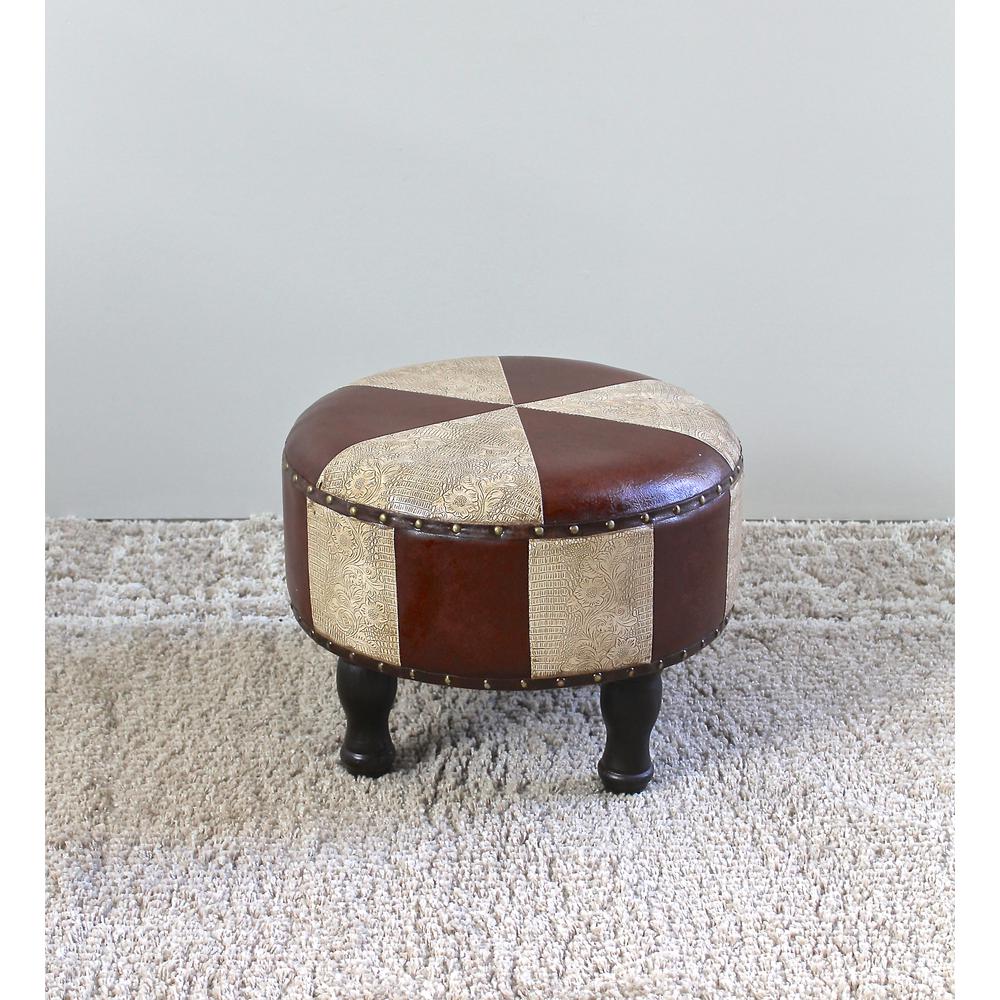 Medium Faux Leather Round Stool. Picture 1
