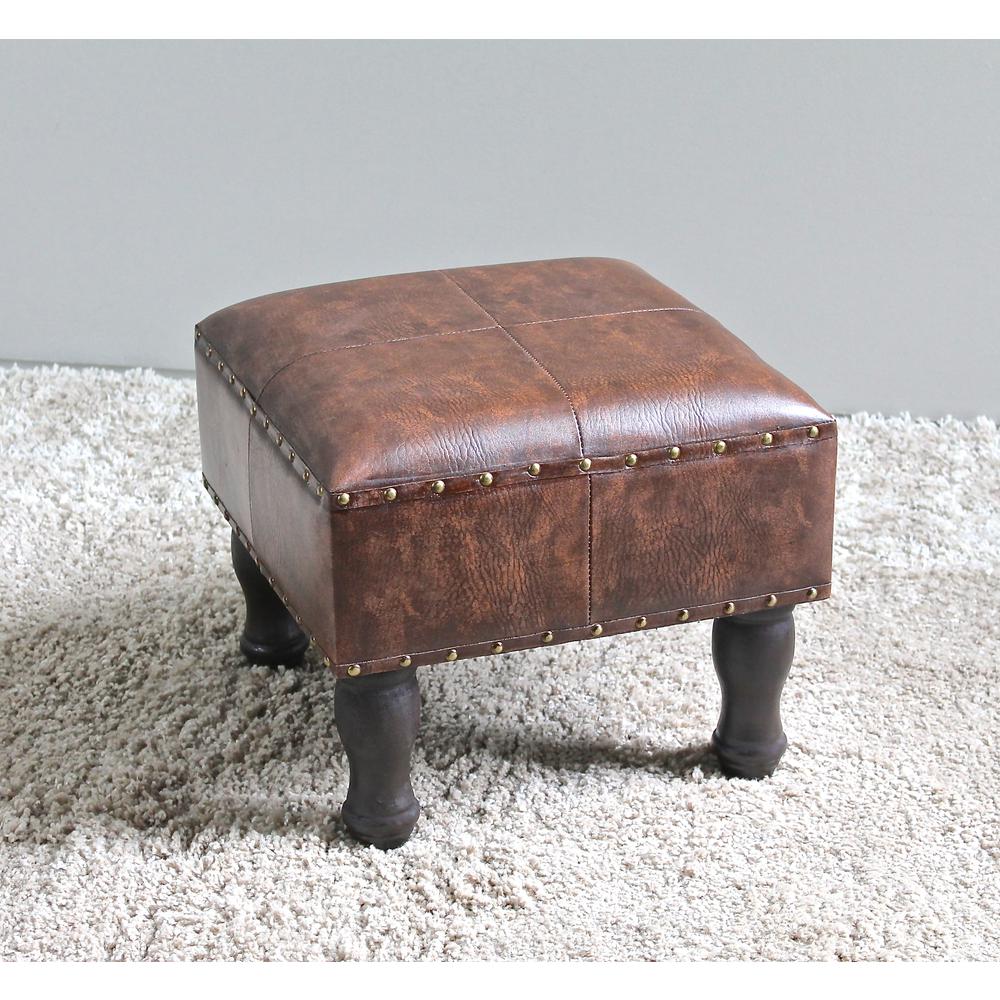 Faux Leather 16-Inch Square Stool. Picture 1