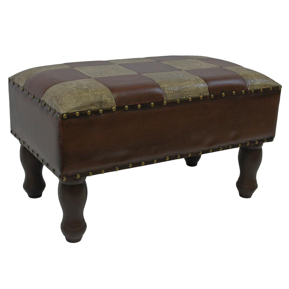 Faux Leather Rectangular Stool. Picture 1