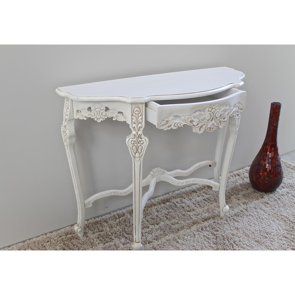 Windsor Hand-Carved Half Moon Console Table. Picture 1