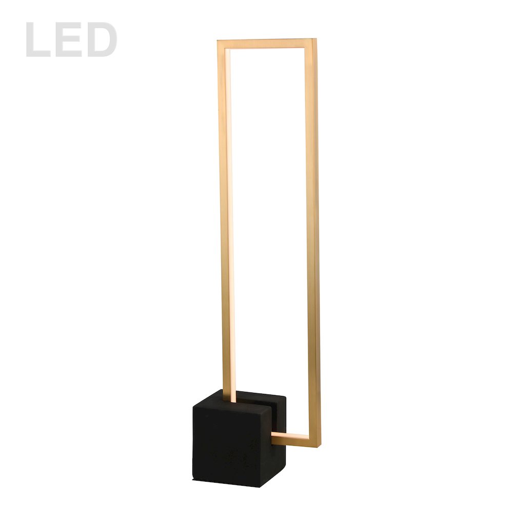 21.6W Table Lamp, Aged Brass with Matte Black Concrete Base. Picture 1