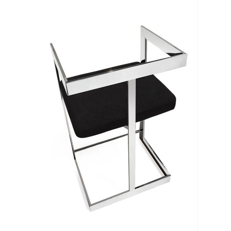Bar Stool, 30'' With Black Cushion And Stainless Steel Base. Picture 2