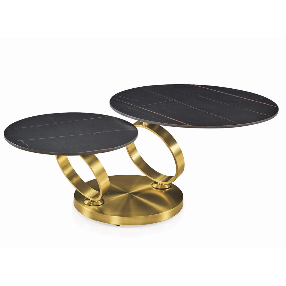 Motion Black Ceramic Top Coffee Table With Brushed Gold Base. Picture 2