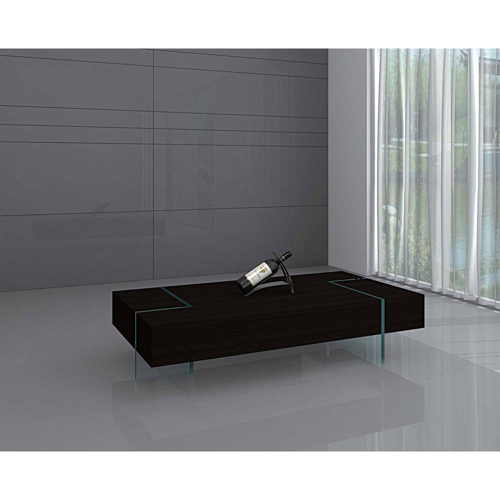 Wood Coffee Table W/ 19Mm Tempered Glass Base. Picture 1