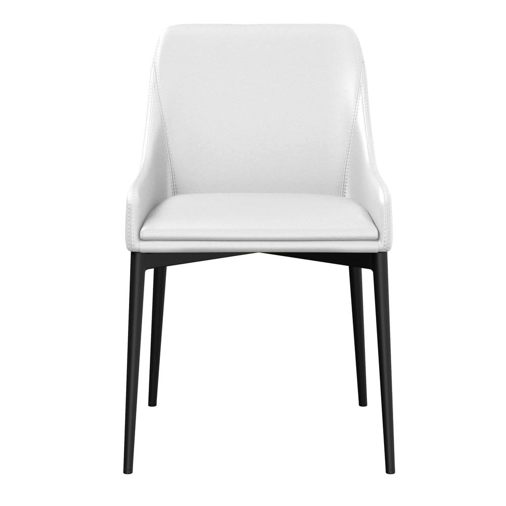 Pu Dining Chair/Black Legs, White Pu, Set Of 2. Picture 1
