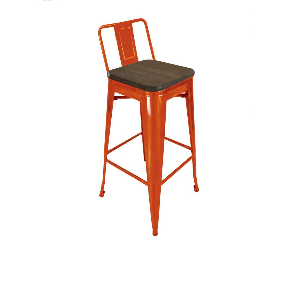 Metal Barstool W/ Woodseat And Backrest 26", Set Of 4. Picture 1