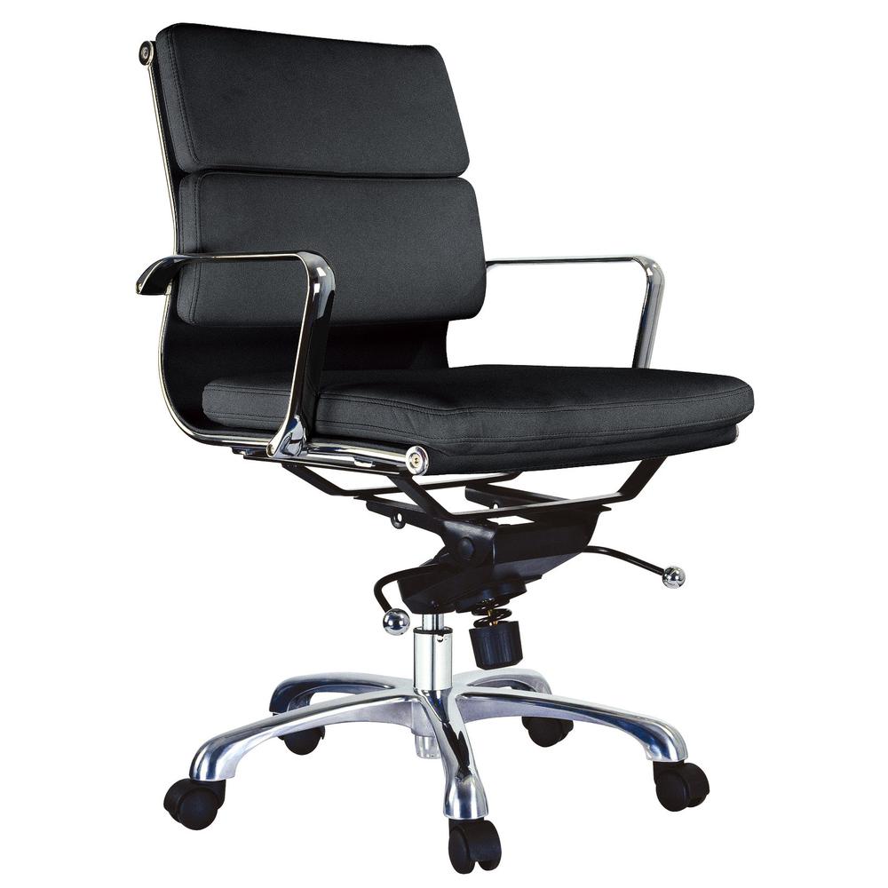 Low Back Thick Padded Leatherette Office Chair W/ Recliner,. Picture 1