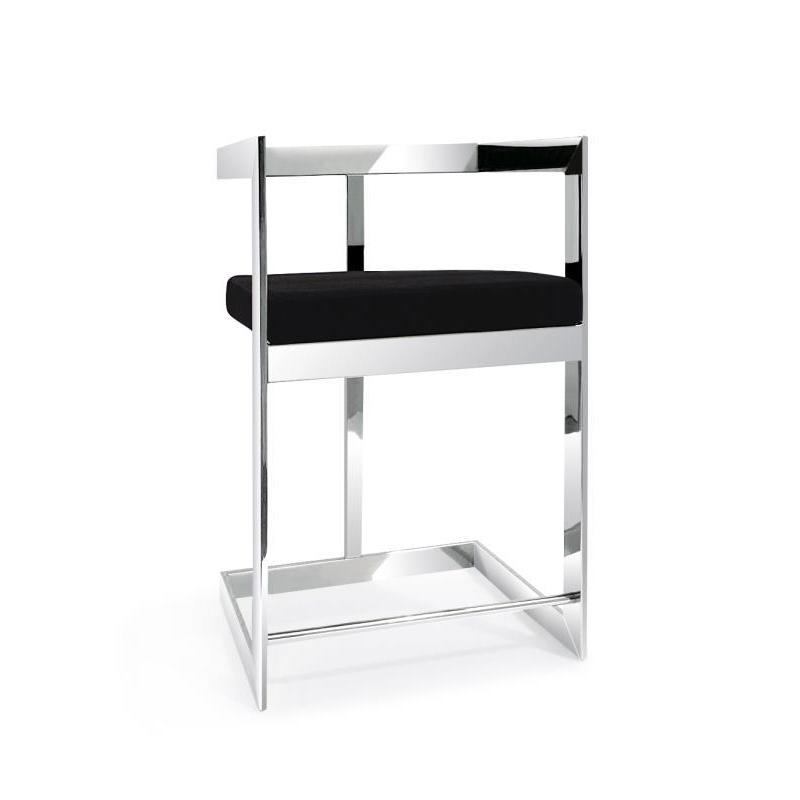 Bar Stool, 30'' With Black Cushion And Stainless Steel Base. Picture 1