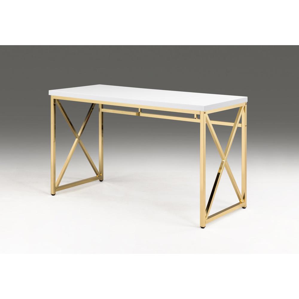 White Top Desk With Gold Base. Picture 1