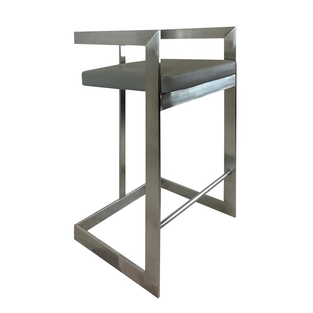 Bar Chair, 26", Gray, Stainless Steel Base. Picture 1