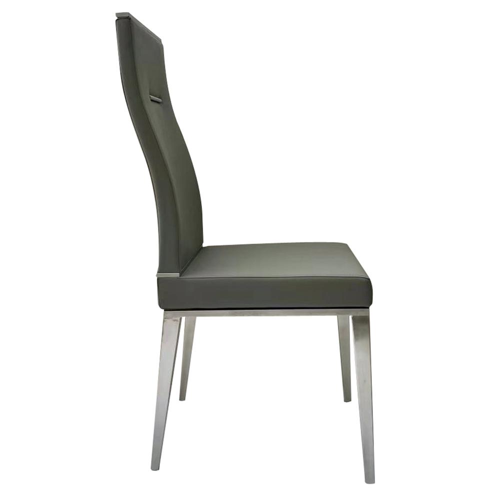 Dark Gray Dining Chair With Brushed Stainless Steel, Set Of 4. Picture 2