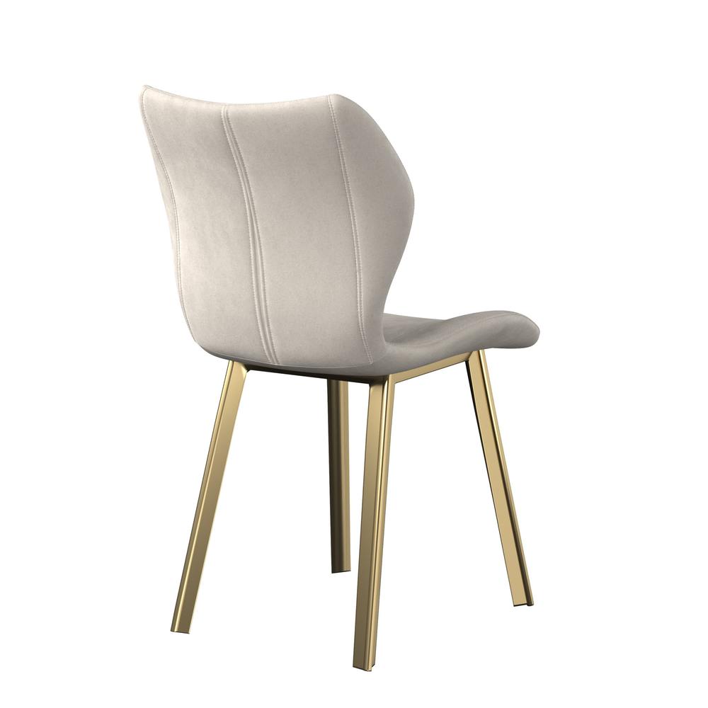 Fabric dining chair/Gold legs, Cream velvet, Set of 4. Picture 3