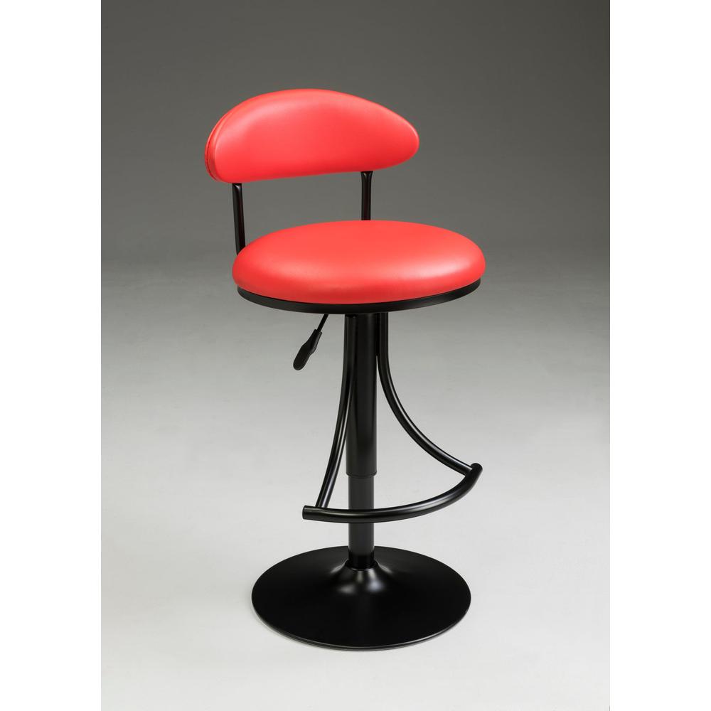 Barstool W/ Black Frame And Red Pu Seat. Picture 1