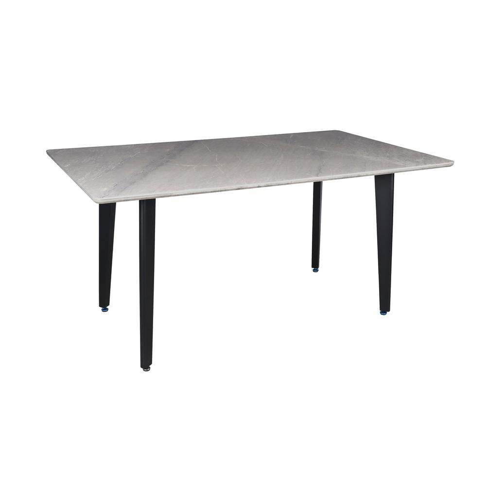 Dining Table with Sintered Stone Top and Metal Black Legs. Picture 1