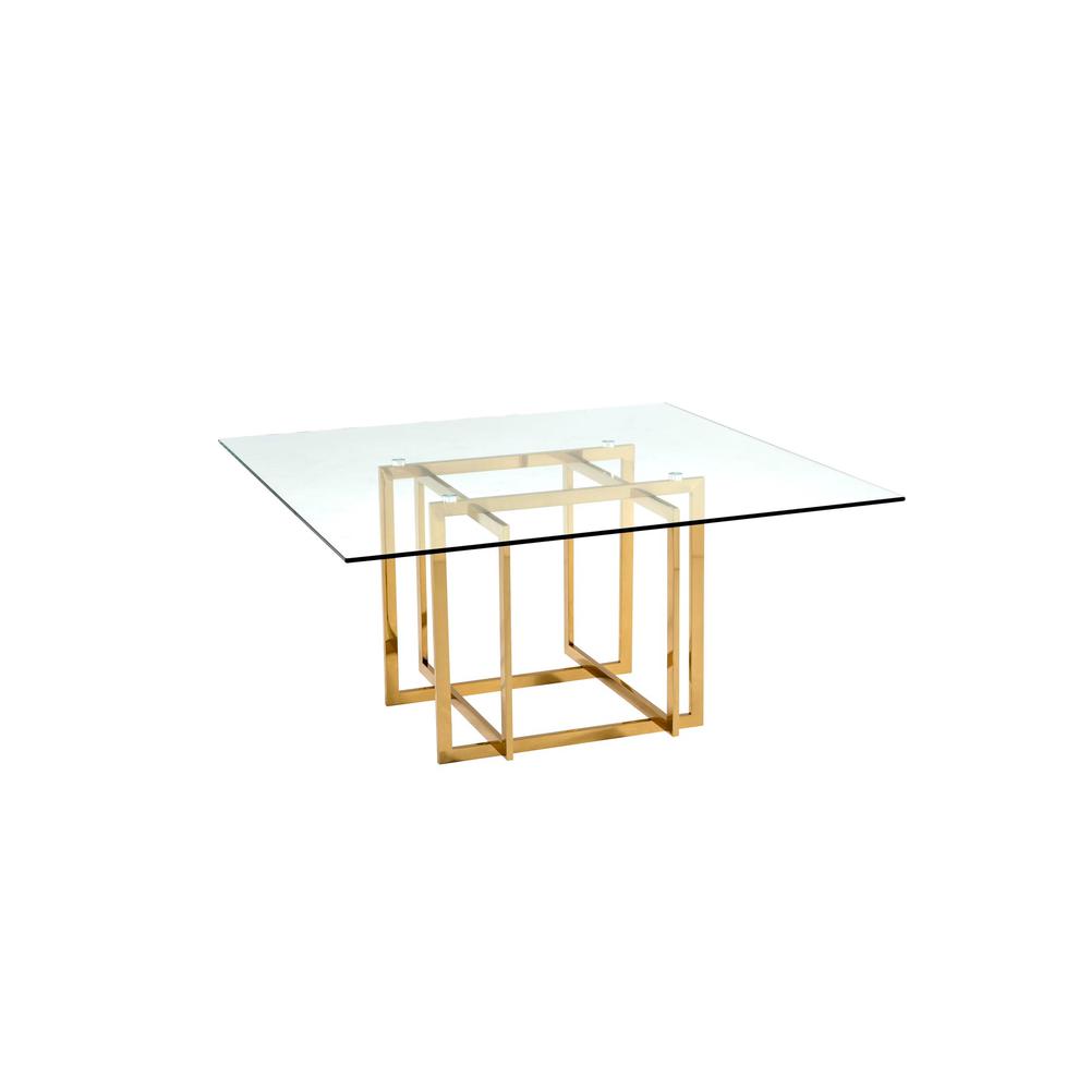 Square Glass Table,Clear 12Mm, Gold Base. Picture 1
