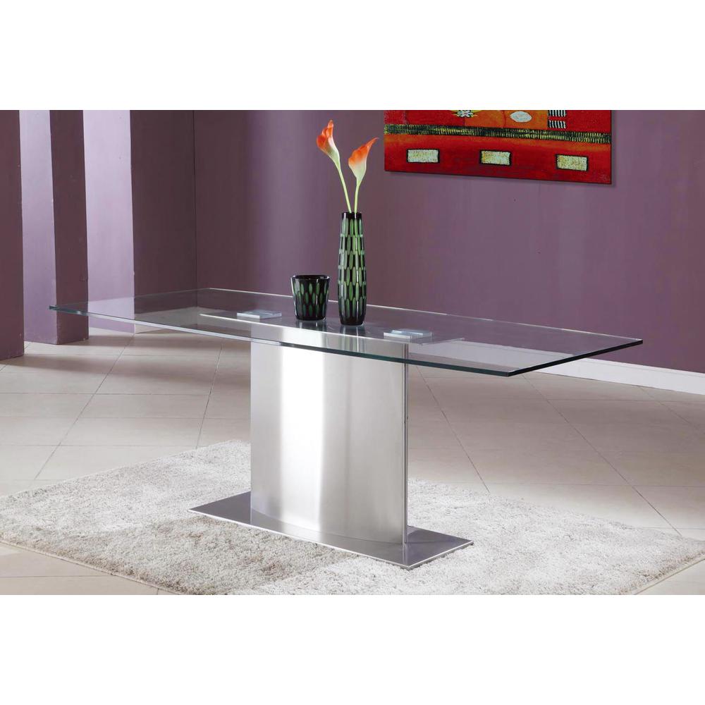 Clear Glass D.Table With Stainless Steel Base. Picture 1