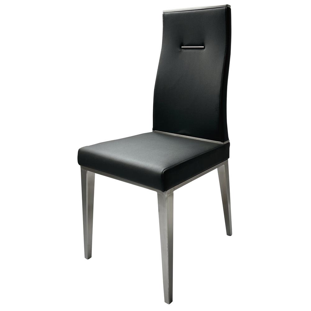 Black Dining Chair With Brushed Stainless Steel, Set Of 4. Picture 1