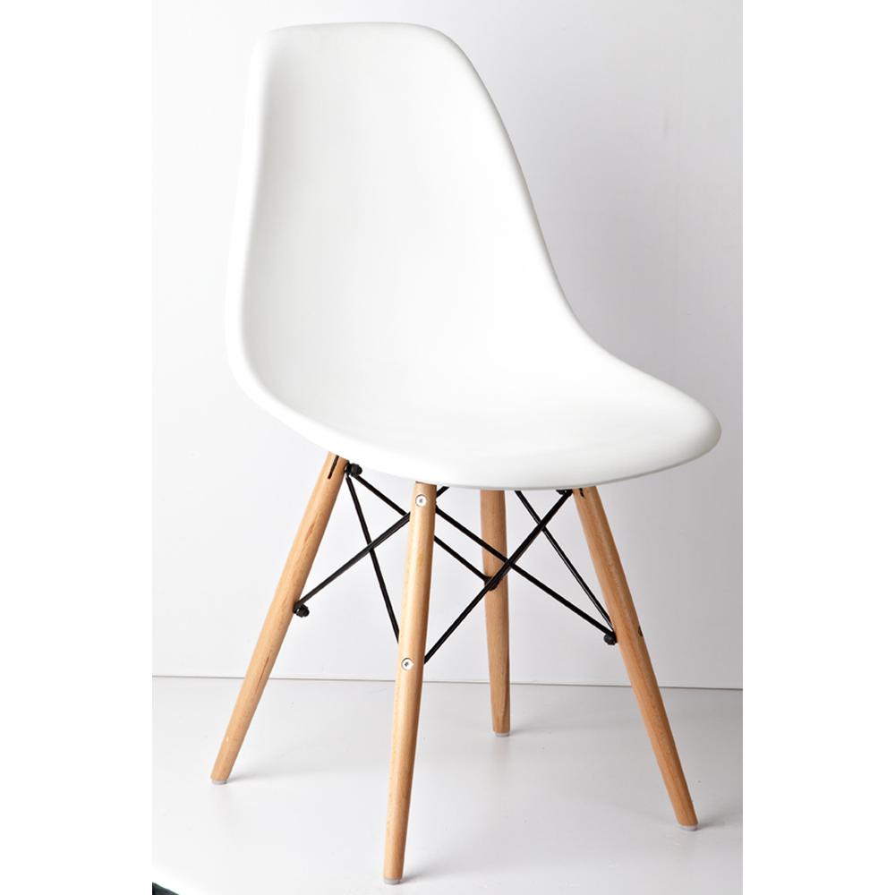 Pp Chair With Wood Legs, White. Picture 3